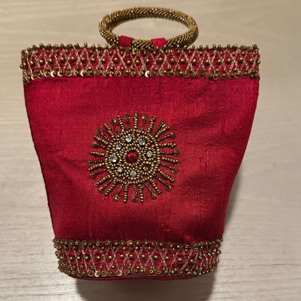Elegant Red Embellished Women's Bag